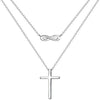 Fashion Multi Layer Copper Clavicle Necklace With Lucky Figure Eight Cross Geometric Pendant Electroplated O Shaped Chain For Women