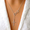 Fashion Multi Layer Copper Clavicle Necklace With Lucky Figure Eight Cross Geometric Pendant Electroplated O Shaped Chain For Women