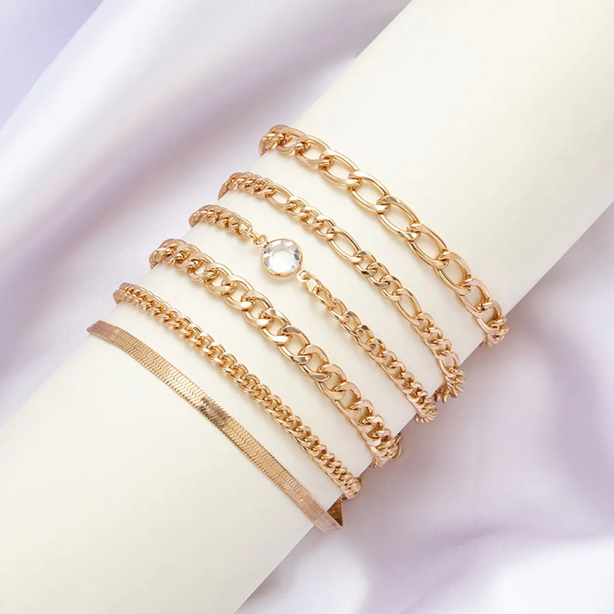 Fashion Multi-layer Flat Snake Chain Anklet For Women 6-piece Set