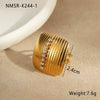 Fashion Multi Layer Hollow Line Stainless Steel Open Ring With Hammer Pattern And 18K Gold Plating For Women