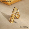 Fashion Multi Layer Hollow Line Stainless Steel Open Ring With Hammer Pattern And 18K Gold Plating For Women