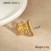 Fashion Multi Layer Hollow Line Stainless Steel Open Ring With Hammer Pattern And 18K Gold Plating For Women