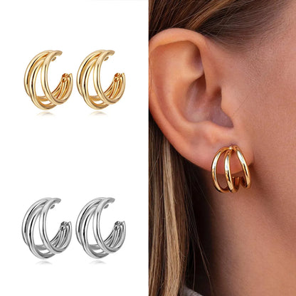 Fashion C Shape Metal No Inlaid Earrings In Bulk