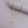 Fashion Multi Layer Small Hole Chain Hollow Flower Diamond Cross Pendant Necklace For Women Alloy Material Geometric Pattern Electroplating Design