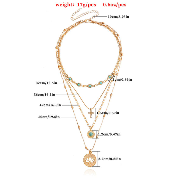 Fashion Multi Layer Small Hole Chain Hollow Flower Diamond Cross Pendant Necklace For Women Alloy Material Geometric Pattern Electroplating Design