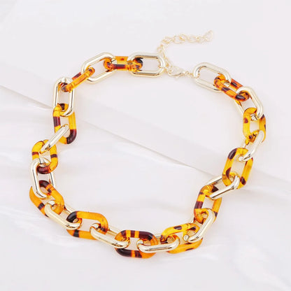 Fashion Multicolor Acrylic Necklace Non-fading Rock Punk Thick Chain Necklace