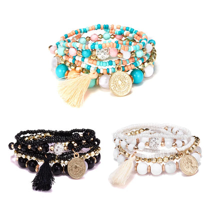 Fashion Multicolor Alloy Beaded Unisex Bracelets 1 Set