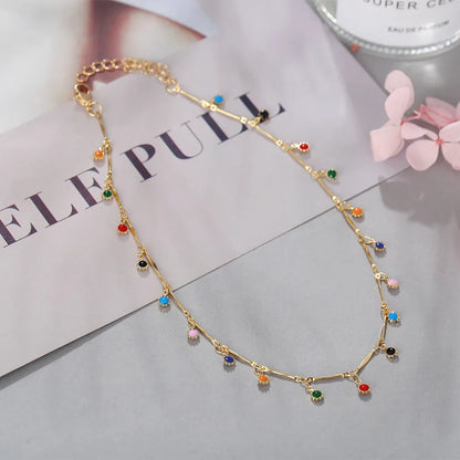 Fashion Multicolor Alloy Plating Resin Necklace 1 Piece