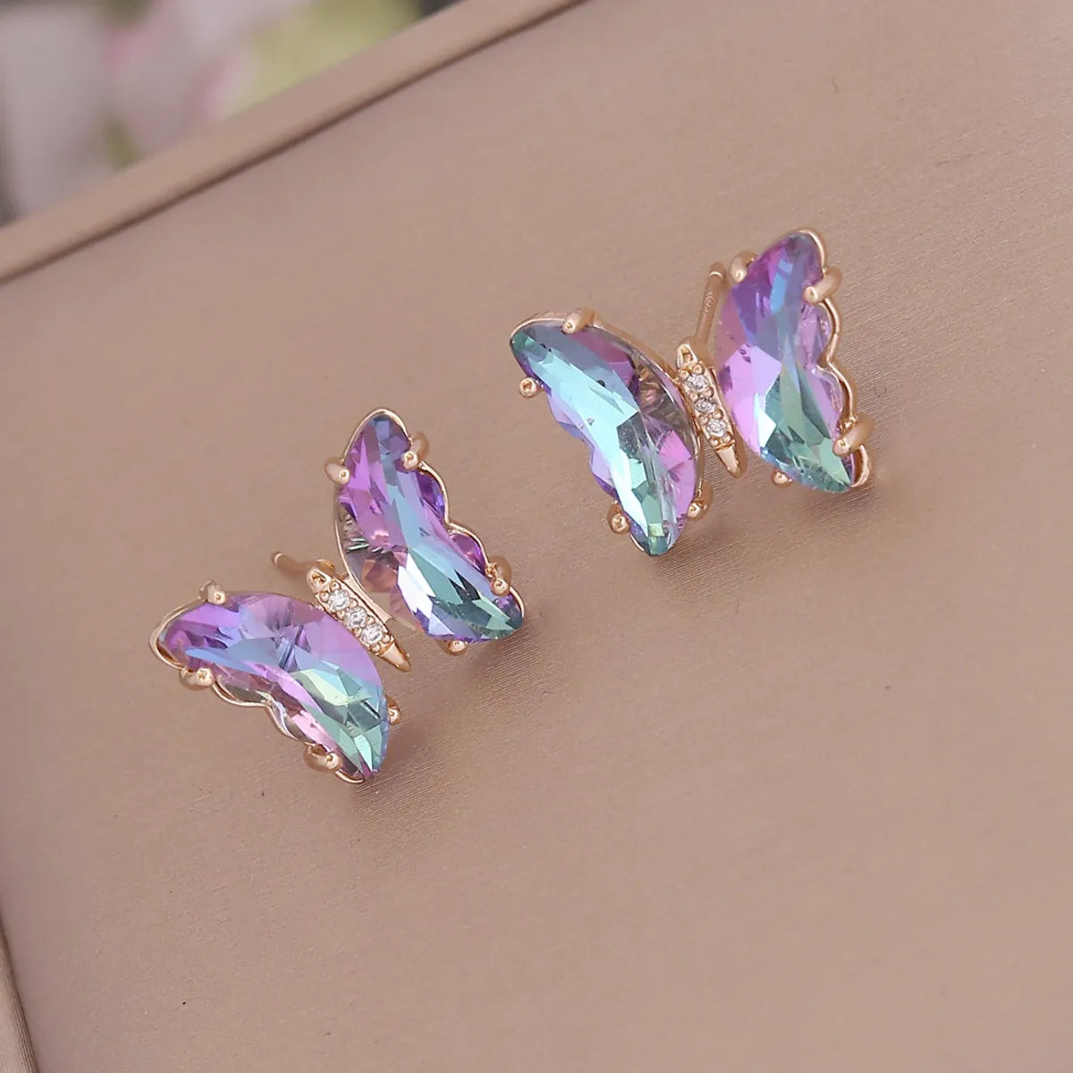 Fashion Multicolor Gradient Butterfly Alloy Diamond Stud Earrings