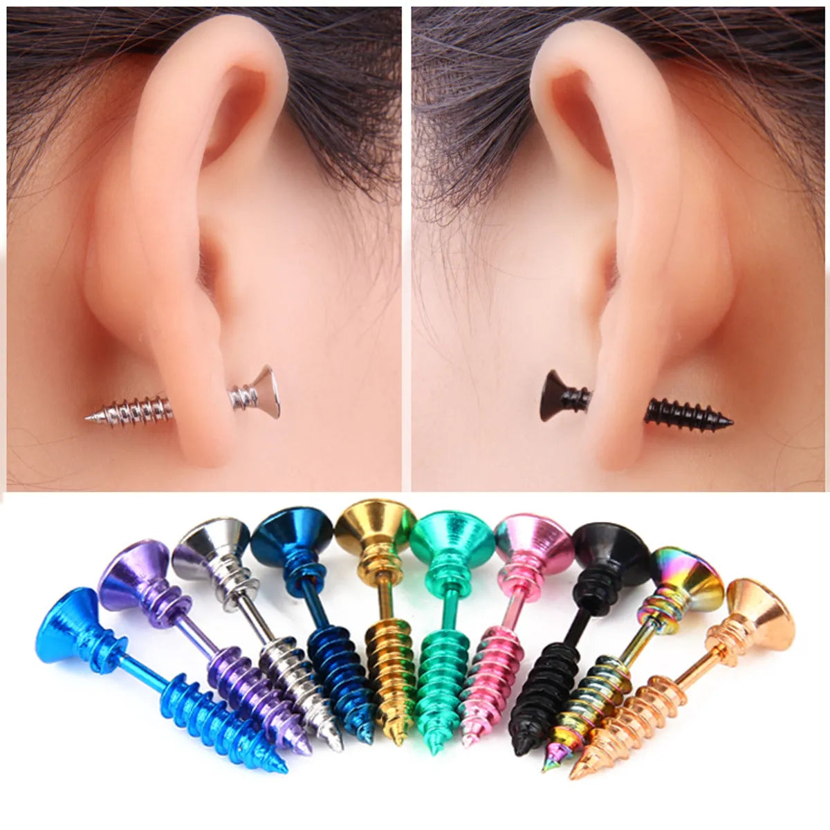 Geometric Plating Titanium Steel Earrings Ear Studs