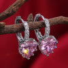 Fashion Multicolor Zircon Love Earrings Temperament Peach Heart Crystal Jewelry Made Of Copper With Geometry Design