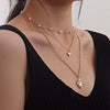 Fashion Multilayer Heartshaped Pearl Angel Wings Alloy Necklace For Female With Electroplating Treatment