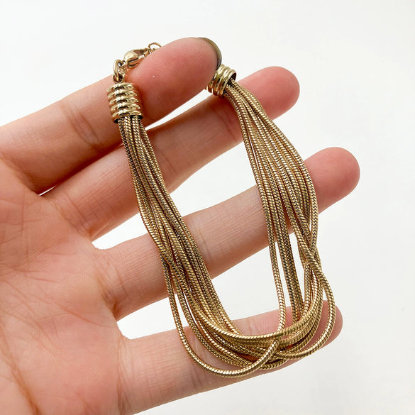 Fashion Multilayer Stitching Snake Bone Chain Stainless Steel Vacuum Electroplated Real Gold Bracelet