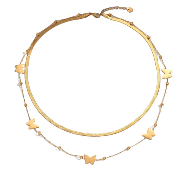 Fashion Multilayered Butterfly Ins Style Animal Zodiac Stainless Steel And Titanium Steel Necklace For Women