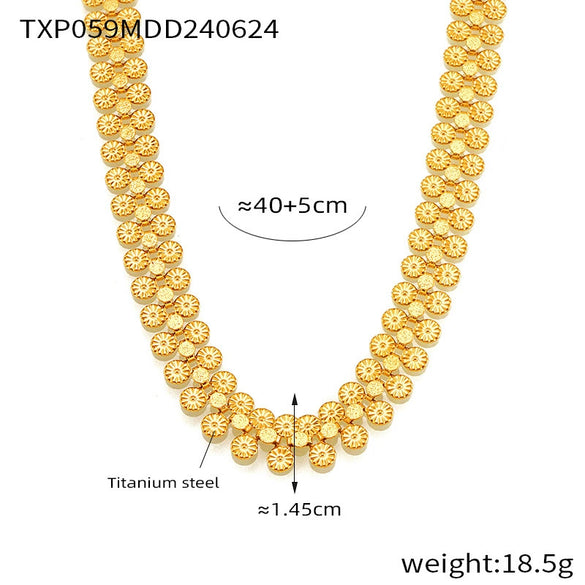 Fashion Multiround Stitching Batch Flower Chain Jewelry Suit Titanium Steel Light Luxury Bracelet Necklace With Electroplating Design