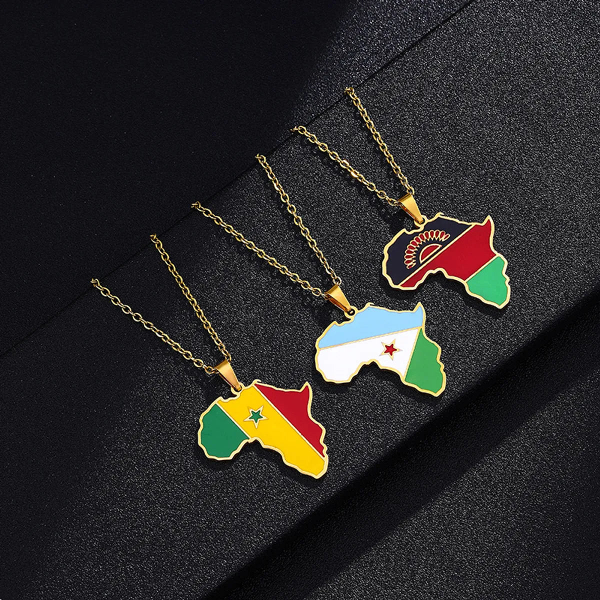 Fashion National Flag Stainless Steel Necklace Dripping Oil Stainless Steel Necklaces