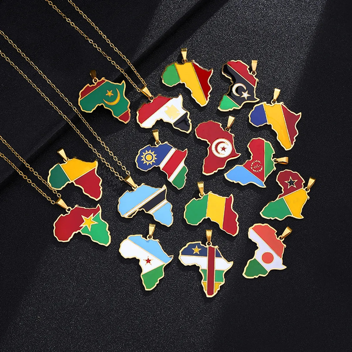 Fashion National Flag Stainless Steel Necklace Dripping Oil Stainless Steel Necklaces