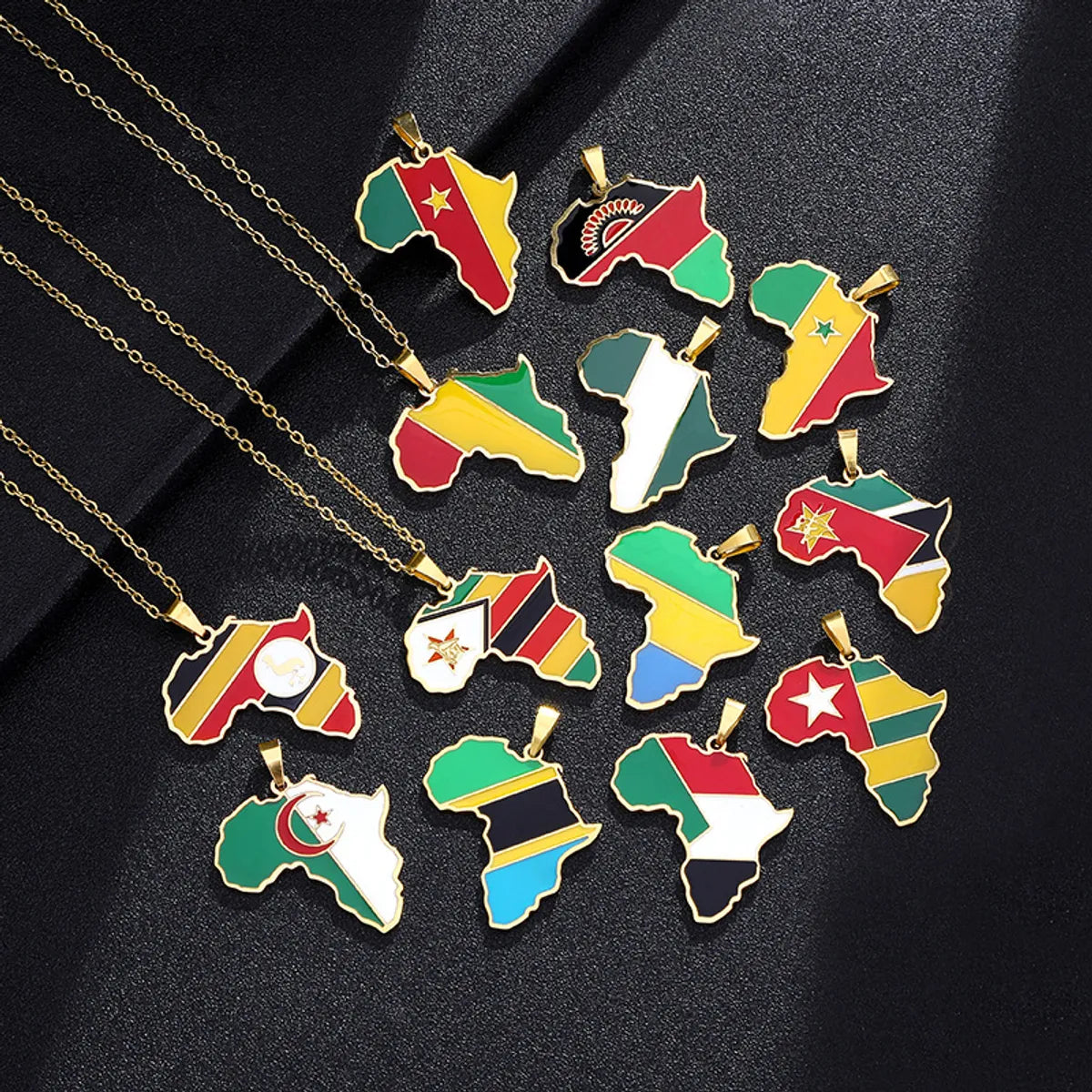 Fashion National Flag Stainless Steel Necklace Dripping Oil Stainless Steel Necklaces