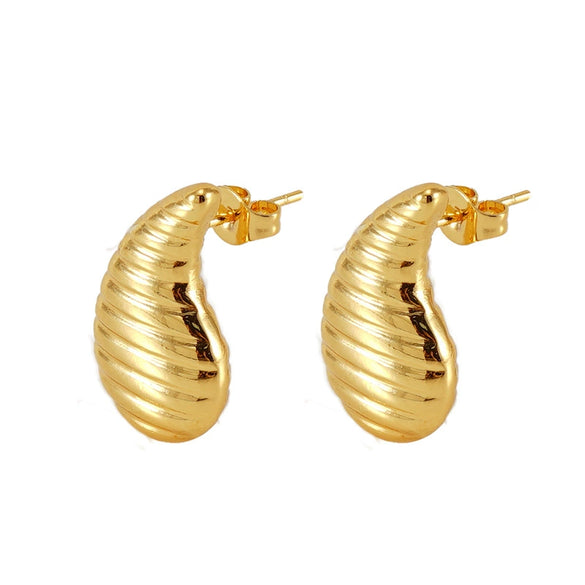 Fashion Natural Drop Shape Titanium Steel 18K Gold Plated Earrings For Women