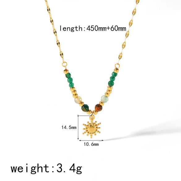 Fashion Natural Stone Clavicle Chain Necklace Stainless Steel Titanium Steel Geometric Electroplating