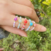 Fashion Natural Stone Ring And Pearl Bracelet Handmade Stainless Steel Jewelry