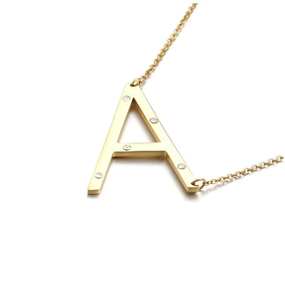 Kalen New Fashion Necklace 26 Beaded Letter-printing Gold Necklace European And American Popular Ornament  Sources