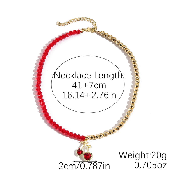 Fashion Necklace Alloy Handmade Beaded With Fruit Strawberry Pineapple Electroplating For Women