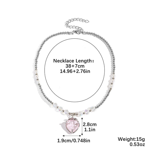 Fashion Necklace Alloy Handmade Beaded With Fruit Strawberry Pineapple Electroplating For Women