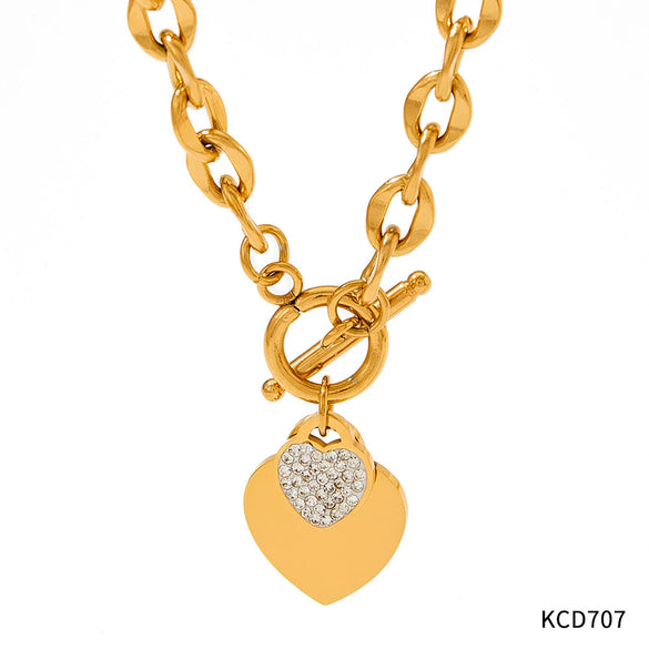 Fashion Necklace Bracelet Jewelry Set With Love Peach Shape In Stainless Steel And Titanium Steel Electroplated With Love Water Drops Bell Patterns For Women