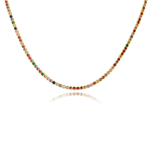 Fashion Necklace Geometric Pattern Round Zircon Elliptical Claw Chain Electroplating Jewelry For Women