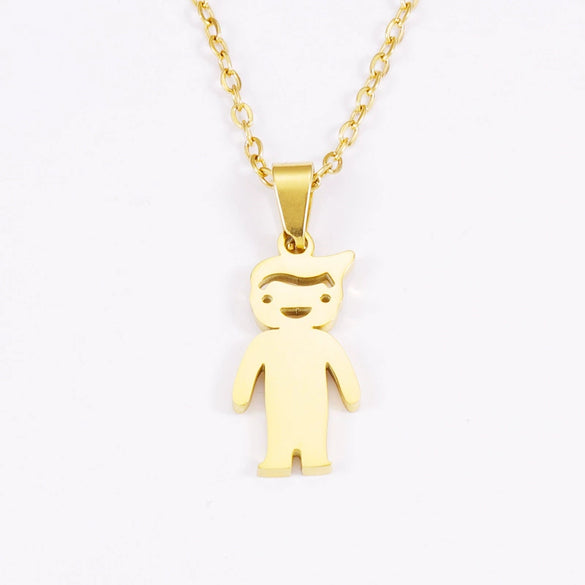 Fashion Necklace Stainless Steel Doll Pendant For Boys And Girls