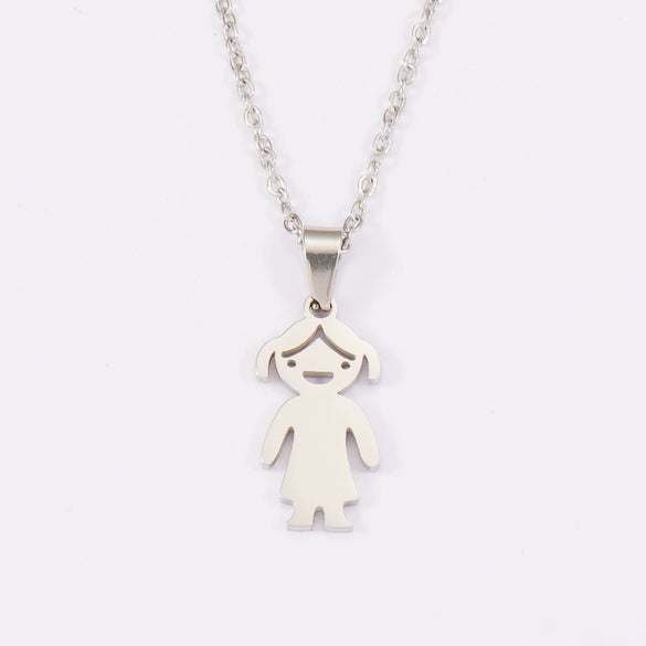 Fashion Necklace Stainless Steel Doll Pendant For Boys And Girls
