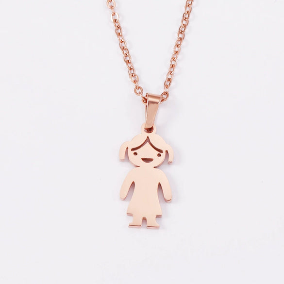 Fashion Necklace Stainless Steel Doll Pendant For Boys And Girls
