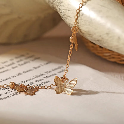 Fashion New Beach Hollow Butterfly Alloy Pendant Handmade Anklet