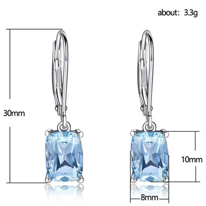 Fashion New Blue Topaz Drop Zircon Copper Earrings Wholesale