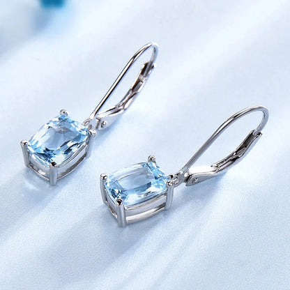 Fashion New Blue Topaz Drop Zircon Copper Earrings Wholesale