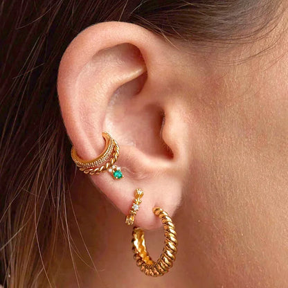 Fashion New C-Shaped Twist Female Fashion Copper Stud Earrings