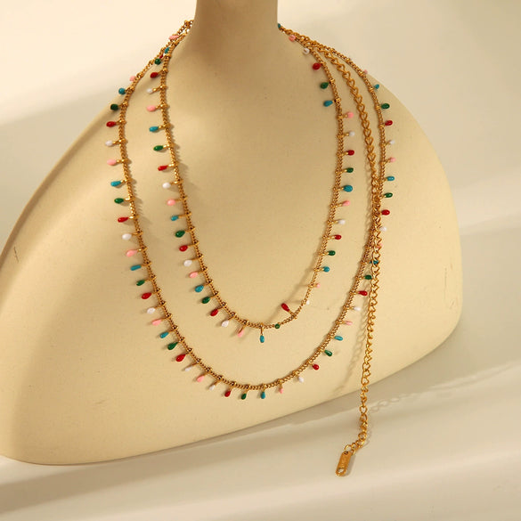 Fashion New Color Duck Waist Chain Bohemian Summer Diy Multilayer Stainless Steel Waist Ornaments For Women With Wave Pattern And Electroplating Treatment