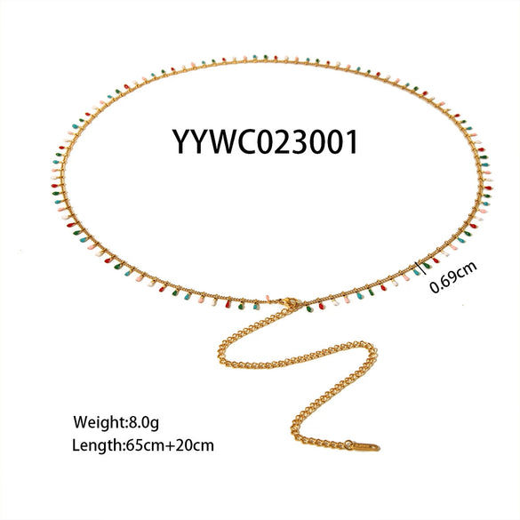 Fashion New Color Duck Waist Chain Bohemian Summer Diy Multilayer Stainless Steel Waist Ornaments For Women With Wave Pattern And Electroplating Treatment