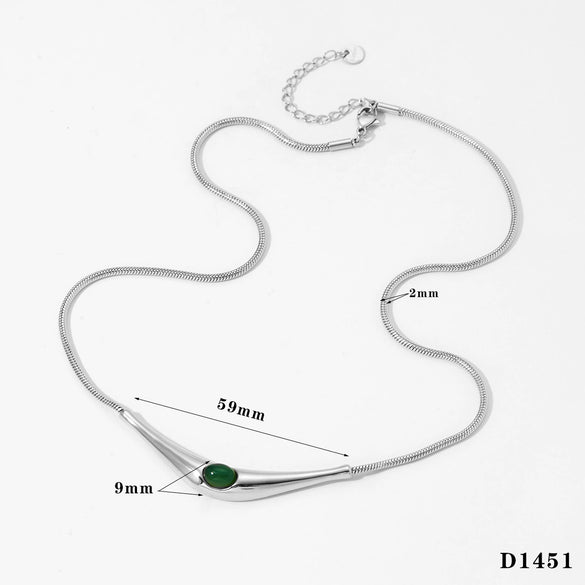 Fashion New Color Natural Stone Stainless Steel Necklace With Triangle Niche Design And Electroplating Treatment For Women