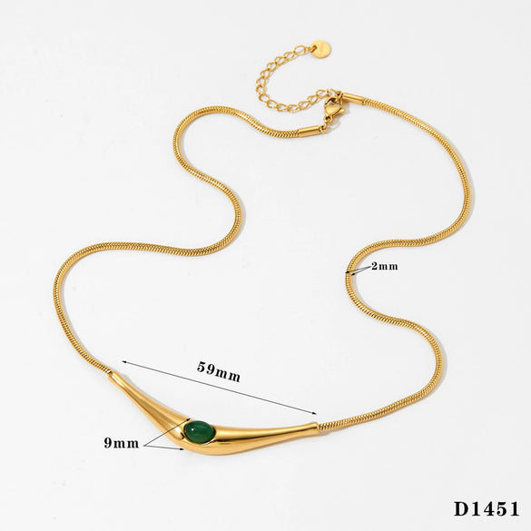 Fashion New Color Natural Stone Stainless Steel Necklace With Triangle Niche Design And Electroplating Treatment For Women