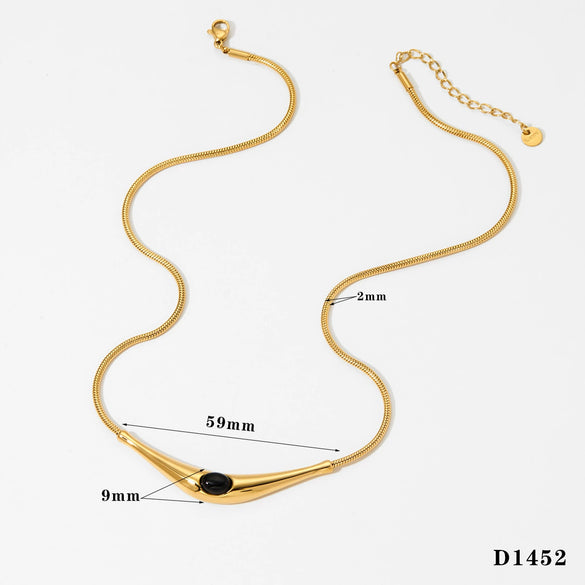 Fashion New Color Natural Stone Stainless Steel Necklace With Triangle Niche Design And Electroplating Treatment For Women