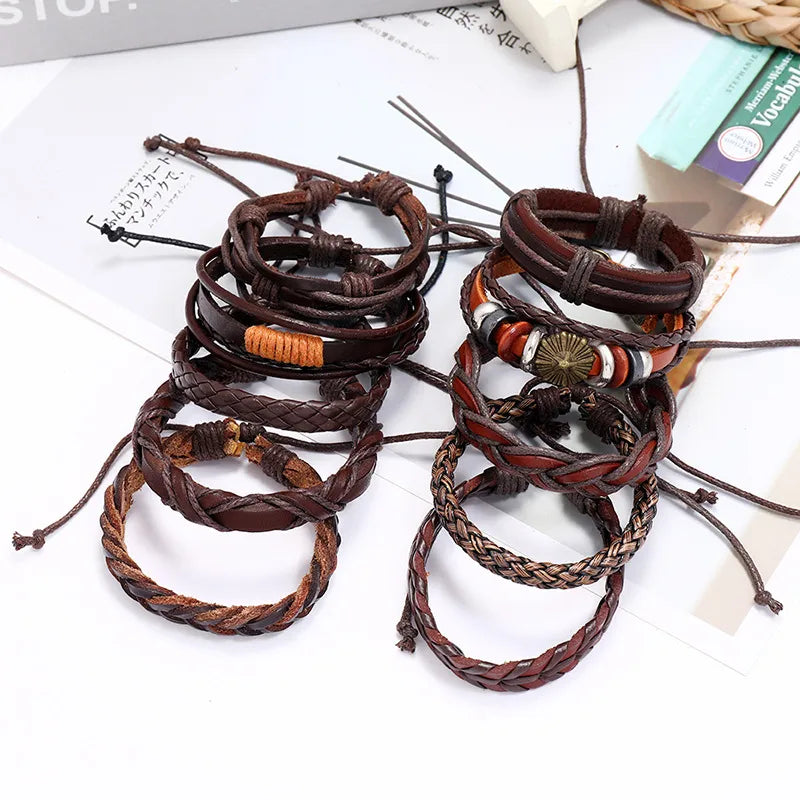 Fashion New Cowhide Simple Multi-Layer Men'S Bracelet