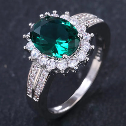 Fashion New Female Oval Zircon Copper Ring Small Jewelry