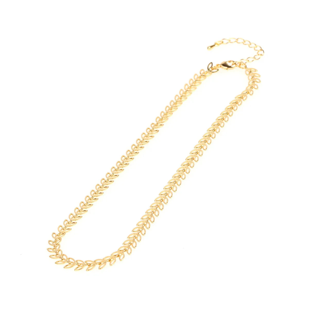 Fashion New Fishbone Chain   Hot-sale  Real Gold Plated Color Preservation Sequin Copper  Necklace Wholesale