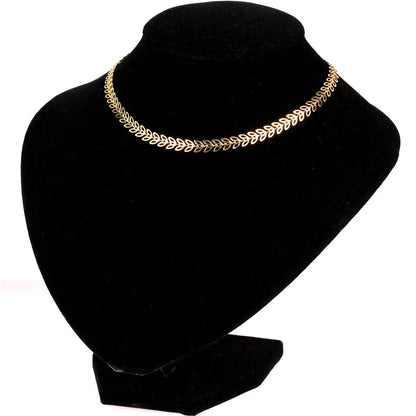 Fashion New Fishbone Chain   Hot-sale  Real Gold Plated Color Preservation Sequin Copper  Necklace Wholesale