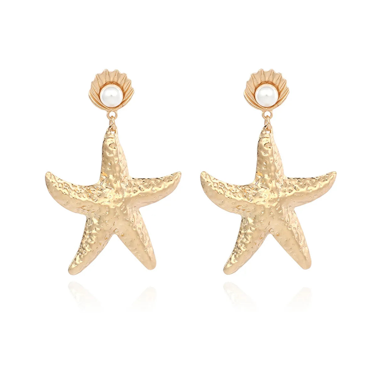 Europe And America Cross Border Ins Internet Celebrity Same Earrings Gold Alloy Shell Pearl Earrings Exaggerated Starfish Earrings