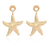 Europe And America Cross Border Ins Internet Celebrity Same Earrings Gold Alloy Shell Pearl Earrings Exaggerated Starfish Earrings