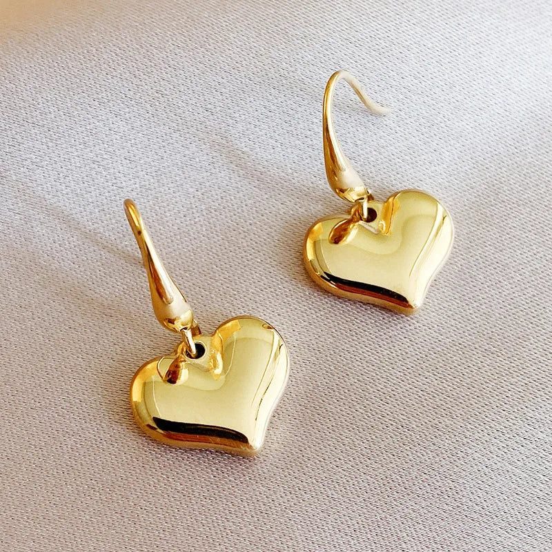 Fashion Heart 304 Stainless Steel No Inlaid 18K Gold Plated Earrings