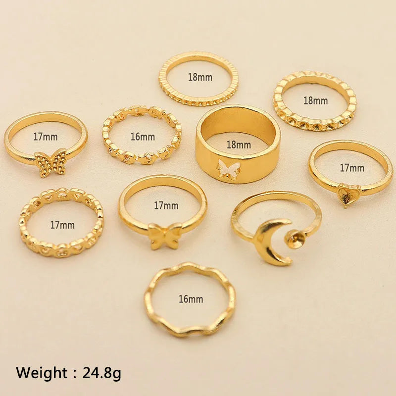 Fashion New Hollow Butterfly Moon Heart Jewelry Opening Knuckle Ring